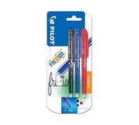 Pilot - Penna con testa a sfera a gel, cancellabile, Nero, Blu, Rosso, 3 pezzi