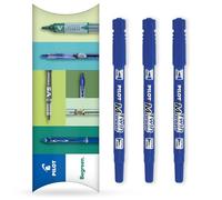 Pilot Pennarelli indelebili 2 in 1, doppia punta fine ed extra fine, gamma Begreen riciclata al 76% (blu, confezione da 3)