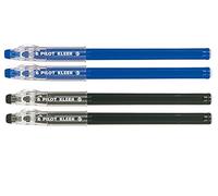 Pilot, penne Kleer a sfera con punta fine, con inchiostro gel cancellabile, 2 nere e 2 blu