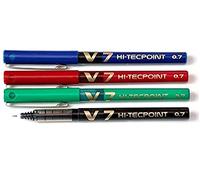 Pilot - Penne roller V7, confezione mista da 4 penne (1 nera, 1 blu, 1 rossa, 1 verde)