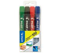 PILOT - 002701 - Marcatore Permanente Markers 100 - punta tonda 4,50 mm - colori assortiti - Pilot - astuccio 4 pezzi - 80290 - Conf. da 1 Pz. - 002701