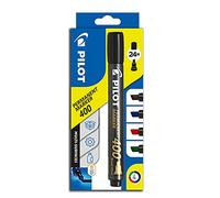 Pilot Permanent Marker 400 mit Keilspitze, 4er Set (Blau, Schwarz, Rot, Grün)
