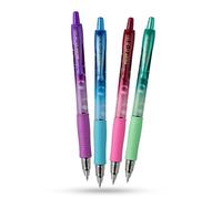 Pilot Pilot G2-07 - Confezione da 4 penne a sfera con inchiostro liscio, retrattili, con impugnatura ergonomica, colori vivaci rosa, blu, verde, viola, con impugnatura ergonomica, per scrivere diari,