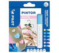 Pilot - Pintor, Busta da 6 Marcatori Multisuperficie a Base d’Acqua, Asciugatura Rapida, Pennarelli Indelebili - Tessuto, Vetro, Legno, Pietra, Fai da te - Punta Media - Colori Assortiti Pastello