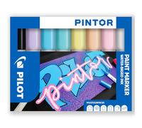 Pilot Pintor Creative - Pennarelli indelebili a base d'acqua multi-superficie, ad asciugatura rapida, per tessuti, vetro, legno, pietra, fai da te e artisti amatoriali, punta media, confezione da 8