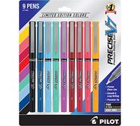 PILOT Precise V7 Stick Inchiostro Liquido Rotolamento Penna a sfera, punta fine, Inchiostro assortito, confezione da 9 (17046)