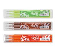 Pilot, refill per penne Frixion Ball, set da 3 ricariche 9er Set hellgrün | braun | orange