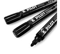 Pilot SCA-100, pennarello indelebile a punta tonda, con punta sottile di circa 4,5 mm, nero, confezione da 3 pennarelli (etichetta in lingua italiana non garantita)