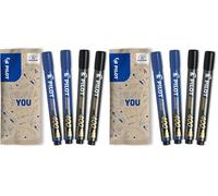 PILOT - Set Da 4 Pennarelli Indelebili SCA 400 - Pennarelli Waterproof per tutte le superfici - Alta copertura e durata - 2 Nero, 2 Blu - Punta a scalpello (4,5 mm) per linee sottili o più larghehe