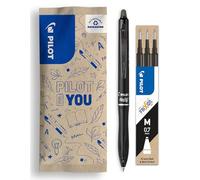 PILOT - Set di 1 FriXion Ball 07 Plus + 1 set di 3 Ricariche - Penna Roller Cancellabile - Penna Retrattile e Ricaricabile - Realizzata in Plastica Riciclata - Blu - Punta Media