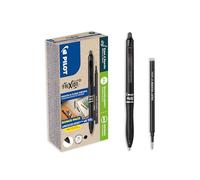 PILOT - Confezione da 10 FriXion Ball 07 Plus + 10 ricariche - penne cancellabili - Roller retrattile e ricaricabili - Realizzati in plastica riciclata - Nero - Punta media