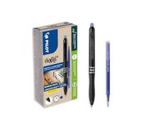 PILOT - Confezione da 10 FriXion Ball 07 Plus + 10 ricariche - penne cancellabili - Roller retrattile e ricaricabili - Realizzati in plastica riciclata - Blu - Punta media