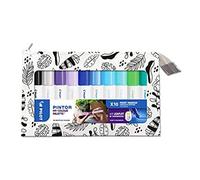 PILOT - Set di 10 Pintor - Marcatori Multisuperficie a Base d’Acqua ad asciugatura rapida - Tessile, vetro, legno, pietra, fai da te - 10 Colori freddi - Punta Media