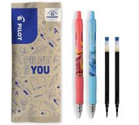 PILOT - Set di 2 G2 Flow + 2 Ricariche - Edizione Limitata - Penne Roller a Inchiostro Gel Retrattili e Ricaricabili - Eccellente Comfort di Scrittura - Corpo Rosa, Blu - Inchiostro Blu - Punta Media