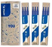 Pilot, 3 set da 3 Ricariche per penna cancellabile Frixion Ball e Frixion Ball Clicker, Refill Frixion, Colore Blu, Punta Media