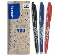 Pilot - Set di 3 FriXion Ball 07 - Penna a Inchiostro Termosensibile Cancellabile - Penna roller Ricaricabile - Nero, Blu, Rosso - Punta Media