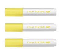 Pilot Set di 3 pennarelli a pigmenti PINTOR a punta media, colore: giallo