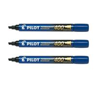 PILOT Set di 3 pennarelli permanenti SCA 400 punta a stucco, grandi, blu