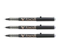 Pilot - Set di 3 penne a sfera con inchiostro liquido V-BALL da 10 penna, colore: Nero