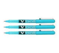 Pilot Set di 3 penne a sfera VB5 V in metallo, inchiostro liquido, punta fine, turchese