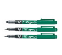 PILOT - Set di 3 penne in feltro V Sign Pen Pte medio, 0,6 mm, colore: Verde