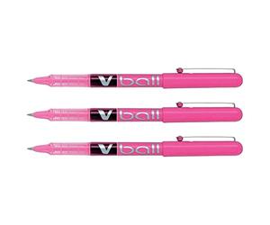 PILOT Set di 3 penne roller V Ball VB5 inchiostro liquido Pte metallo sottile rosa