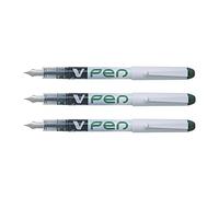 PILOT Set di 3 penne stilografiche monouso V-Pen cancellabili, colore: verde