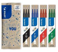 PILOT - 4 Set di 3 Ricariche FriXion - Ricariche per Penne Cancellabili - Compatibili con FriXion Ball e FriXion Ball Clicker - Nero, Blu, Rosso, Verde - Punta Fine (12 Ricariche)