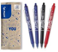 PILOT - Set di 4 FriXion Ball Clicker 07 - Penna Cancellabile Termosensibile - Penna roller Retrattile e Ricaricabile - 2 Blu, 1 Nero, 1 Rosso - Punta Media