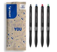 PILOT - Set di 4 FriXion Ball Plus - Penne Cancellabili Ergonomiche - Retrattili e Ricaricabili - In Plastica Riciclata - Nero, Blu, Rosso, Verde - Punta Media