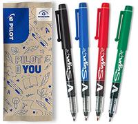 PILOT - Set di 4 Penne a Pennarello V-Sign - Penna a Inchiostro liquido dal tratto perfettamente scorrevole - Inchiostro luminoso che si asciuga imMediatamente - Nero, Blu, Rosso e Verde - Punta Media
