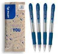 PILOT - Set di 4 Penne a sfera Super Grip - Penna a scatto ricaricabile - Blu - Punta Media