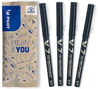 PILOT V7 - Penna a sfera a inchiostro liquido, punta da 0,7 mm, confezione da 4, colore: Nero