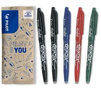 PILOT - Set di 5 FriXion Ball 07 - Penna a Inchiostro Termosensibile Cancellabile - Penna roller Ricaricabile - 2 Nero, 1 Blu, 1 Rosso, 1 Verde - Punta Media