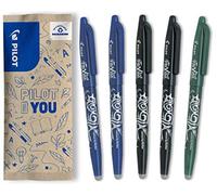 PILOT - Set di 5 FriXion Ball 07 - Penna a Inchiostro Termosensibile Cancellabile - Penna Roller Ricaricabile - 2 Blu, 2 Nero, 1 Verde - Punta Media