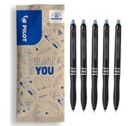 PILOT - Set di 5 FriXion Ball Plus - Penne Cancellabili Ergonomiche - Retrattili e Ricaricabili - In Plastica Riciclata - Blu - Punta Media