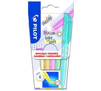 PILOT - Set di 5 FriXion Light Soft - Evidenziatori Cancellabili dai Colori pastello - Rosa, Giallo, Viola, Blu, Arancione, Verde - Punta a scalpello per tratti fini o larghi