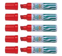 PILOT Set di 5 pennarelli permanenti SCA-6600 corpo in metallo Pte smussato extra large rosso