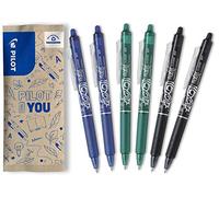 PILOT - Set di 6 FriXion Ball Clicker 07 - Penna a Inchiostro Termosensibile Cancellabile - Penna roller a scatto e Ricaricabile - 2 Nero, 2 Blu, 2 Verde - Punta Media