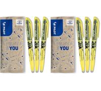 PILOT - Set di 6 FriXion Light - Evidenziatori Cancellabili in Colori fluorescenti - Giallo - Punta a scalpello per tratti fini o larghi.