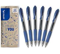PILOT - Set di 6 G2 - Penne roller in gel a scatto e ricaricabili - Eccellente comfort di scrittura - Blu - Punta Media