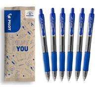 Pilot - Set di 6 G2 - Penne roller in gel a scatto e ricaricabili - Eccellente comfort di scrittura - Blu - Punta Media