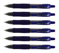 PILOT Set di 6 mini penne roller inchiostro gel G2 XS7 PIXIE tracciato 0,4 mm (sfera 0,7 mm) blu