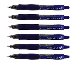 PILOT Set di 6 mini penne roller inchiostro gel G2 XS7 PIXIE tracciato 0,4 mm (sfera 0,7 mm) blu