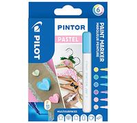 PILOT - Set di 6 Pintor - Marcatori Multisuperficie a Base d’Acqua ad asciugatura rapida - Tessile, vetro, legno, pietra, fai da te - Colori pastello assortiti - Punta Fine