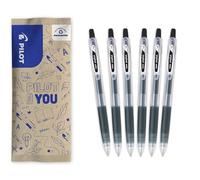 PILOT - Set di 6 Pop'Lol - Penne Roller a Inchiostro Gel - Retrattili e Ricaricabili - Scrittura Fluida - Nero - Punta Media