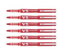 PILOT Set di 6 rulli ricaricabili Hi-Techpoint V5, inchiostro liquido Begreen Pte sottile, colore: Rosso