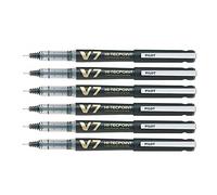 PILOT Set di 6 rulli ricaricabili Hi-TechPoint V7 Begreen a punta media, inchiostro liquido, colore: Nero