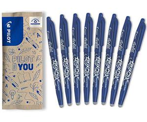 PILOT - Set di 8 FriXion Ball 07 - Penna a Inchiostro Termosensibile Cancellabile - Penna Roller Ricaricabile - Blu - Punta Media