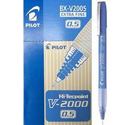 Pilot V-2000 Needlepoint 0.5 - Penna roller a inchiostro liquido, confezione da 12, impugnatura in gomma V5, colore: Blu